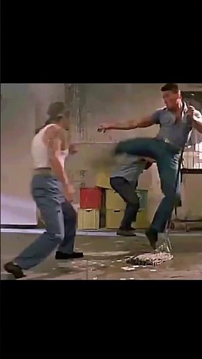 This scene is one of the most iconic moments in Death Warrant (1990) where Van Damme fights..