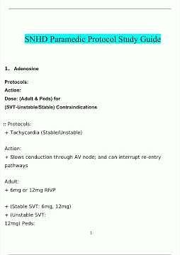 SNHD Paramedic Protocol Study Guide 2025 2026 Verified1574