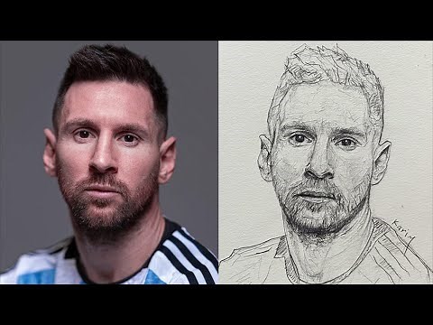 Learn how to draw Lionel Messi's face step by step using the Loomis method