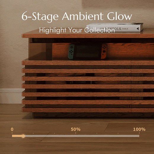 ✨ Selene Series • Light & Texture Unite 🪵 Horizontal slats walnut warmth 💡 Adjustable LED lighting for mood 🛠 Fully assembled — plug & play 🔍: Selene TV Stand #povisonofficial #Readytolivin #fullyassembled #selenecollection #povisonselene #midcenturymodernfurniture | Povison-Tvstand