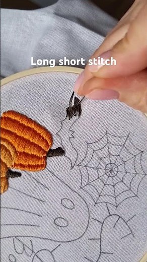🦇 Stitch a Spooky Bat with Long Short Stitch – Halloween Embroidery Pattern 👻 #embroidery #tutorial