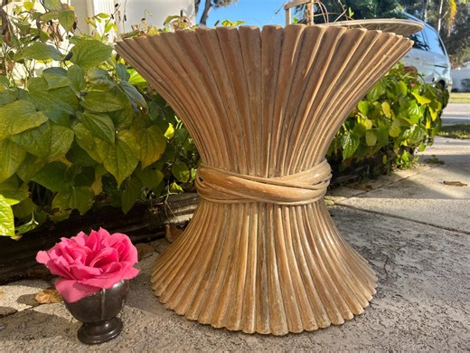 Bamboo Wheat Sheaf Side Table Mcguire Coastal Style Table - Etsy