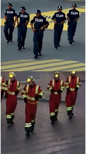 police vs firefighter dance challenge 😱 #dance