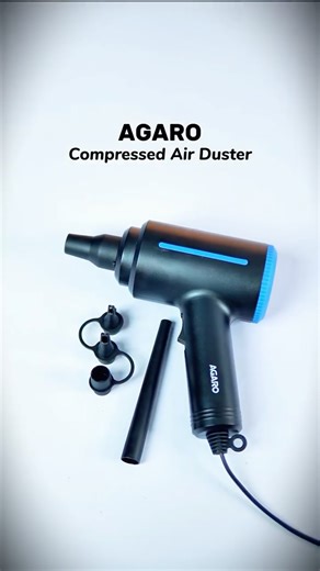 Amit Kumar on Instagram: "Say Goodbye to Dust with the AGARO AG Compressed Air Duster! Key Features: ✅ 500W motor generating up to 48000 RPM and 18 kPa strong wind – perfect for deep cleaning computer keyboards, laptops, cameras, electronics, medical equipment, and more. ✅ Two-speed adjustable modes for customized airflow. ✅ Includes flat nozzle, round nozzle, and 3 inflation nozzles – ideal for cleaning and inflating air mattresses, pools, and balloons. ✅ Portable, lightweight, and designed for