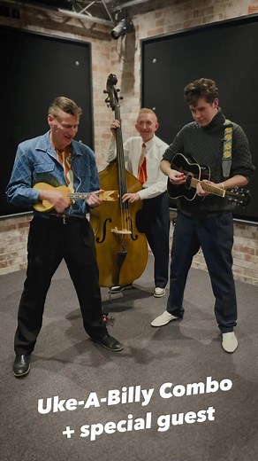 The Jive Aces Uke-A-Billy Combo are back with special guest Alan Power. See Alan with us TOMORROW NIGHT (Mon 12 Dec) at The Aldwych Theatre, at The Jive Aces "Not Quite Christmas" Show. Tickets http://www.jiveaces.com/aldwych. And also at our Big Jive All-Dayer in Worthing on Feb 25, tickets from http://www.jiveaces.com/bigjive. #rocknroll #ukulele #rockabilly #elvispresley #elvis #1950s #westend #vintagestyle | The Jive Aces