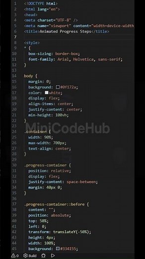 Build an Animated Progress Steps Timeline using HTML, CSS, and JavaScript.