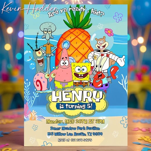 Underwater Cartoon Birthday Invitation, Kids Ocean Party Invite, Funny Sea Theme Birthday Card, Boy Birthday Invite - Etsy
