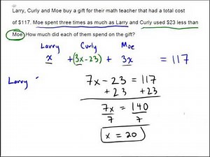 Solving a word problem using a 3x3 system of linear equations: Problem type 1