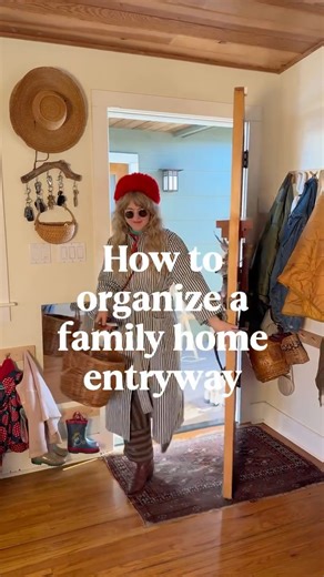 TIETJEN HOME | Erika Silver Tietjen on Instagram: "A simple, functional entryway when you come in the door that accommodates every little thing and every person in your household can bring relief and usher you peacefully across that line from the outside world to your sanctuary. We don’t have a coat closet so our entryway systems all have to be exposed, and I do my best to limit the items hanging per person so it doesn’t get too hectic. The setup in this video accommodates myself, my husband and