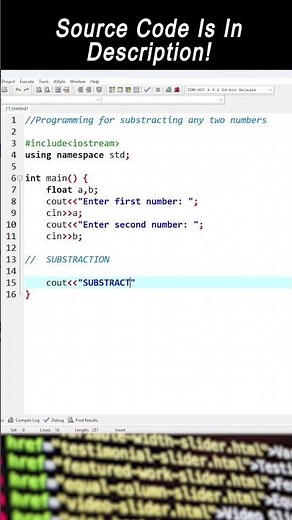 C++ || Program | Substracting any two Numbers in Dev C++ ||