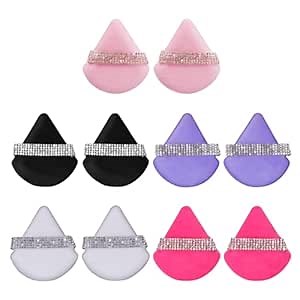 10 Pieces Soft Face Powder Puff Triangle Makeup Puff Cosmetic Foundation Sponge Wet &Dry Makeup Tool for Loose Powder Mineral Powder Setting (Mixed color)