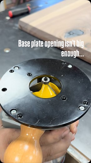 376K views · 2.5K reactions | This chamfer bit is a monster! So of course the throat on my base plate wasn’t big enough. It wasn’t as sketchy as I thought it would be but what ever material it’s made out of smells awful! #woodworking #maker #makersgunnamake #modified #modification #woodworkingtools #router #teamchamfer | Regal Street Wood Shop | Facebook