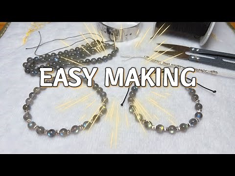 Easy DIY Making - How to make beaded labradorite drawstring bracelet? (detailed instructions)