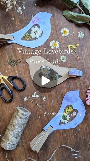🌿Anna☀️| Nature Arts & Crafts on Instagram: "Vintage Lovebirds 🐦 - Free template Merging from Winter into Valentine's and gearing up to the Big Garden Bird Watch at the end of this month with this 'lovebird' craft! We're killed two birds with one stone 🤣 Decorate your birds using anything you like! Colour them in, use different materials for the heart wing window or take our idea to try yourselves! If you don't have sticky back paper then you can just use sellotape (it works just as well!) 🥰