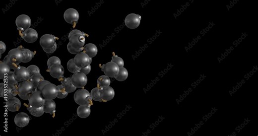 Stylized 3D cartoon bombs rush in from the left and exit to the right, creating a bold action themed screen transition. 4K UHD with transparent background and alpha channel.