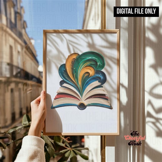 Book Art PNG | Reading Imagination Design | Bookish Artwork Download | Colorful Book Graphic - Etsy
