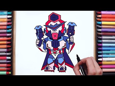 How to Draw Mecha Colt From Brawl Stars | New Colt Skin | Mecha Colt