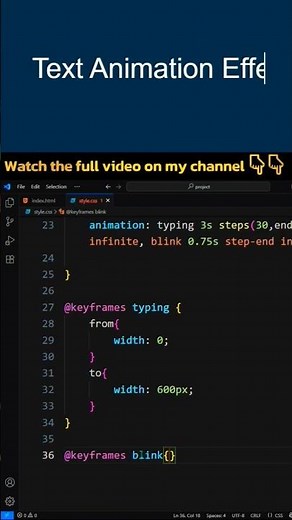 Auto Typing Text Animation | HTML & CSS | #shorts #shortsfeed #animation