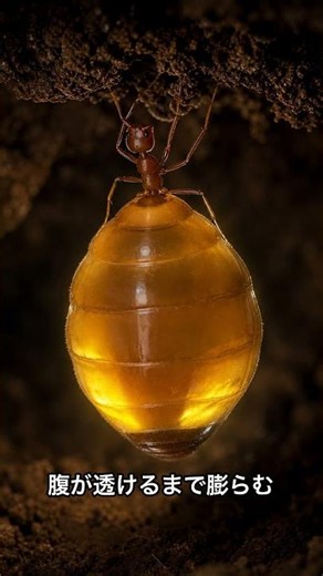 ミツツボアリは、自分の体を蜜の倉庫に変える