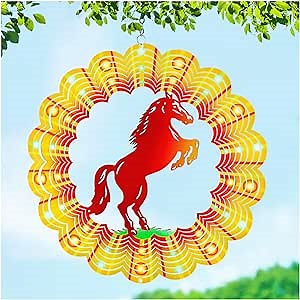 Horse Wind Spinners Horse Gifts for Women/Girls/Men 12 inch 3D Stainless Steel Hanging Wind Spinner Metal Wind Catchers Kinetic Sculpture for Indoor/Outdoor Decor, Yard Art, Garden Decorations
