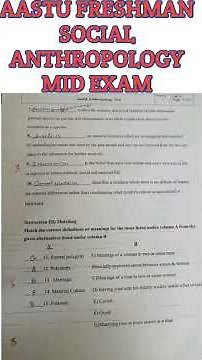 AASTU Social Anthropology | Freshman Mid-Exam Preparation