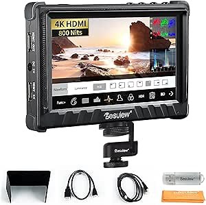 Desview P5II Camera Monitor 800nits High Brightness 5.5 inch IPS 178° View Angle 4K HDMI Field Monitor with HDR Waveform 3D LUT Peaking Focus Assist (Sunshade Include)