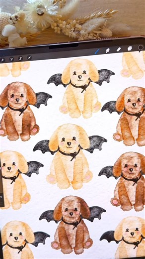 Brush with Bree | Procreate Brushes & Digital Art on Instagram: "Happy Halloween!!! How to draw this easy Halloween dog dressed as a bat for spooky week on procreate 🦇🐶🐻🎃 🖌️ The watercolour brushes I’m using are from the realistic watercolour brush set 🎨 The canvas im using is from the canvas set All available from my website . . . #ipadartoftheday #ipadartwithprocreate #ipadart #ipaddrawing #etsysellersofinstagram #procreate #procreateart #procreatedrawing #procreateillustration #stickers