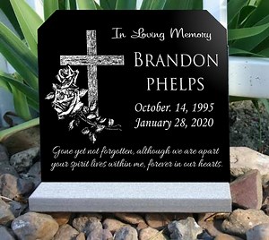Engraved Granite Memorial Stone: Traditional Cross & Roses, Personalized Grave Marker - Etsy