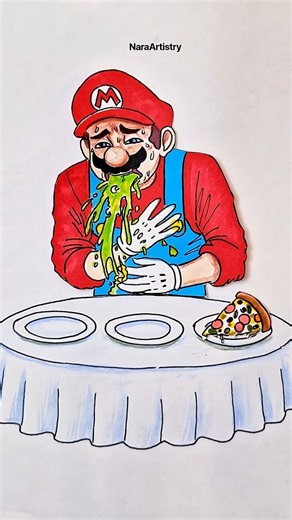 super mario galaxy funny eating craft challenge #mario #supermario #shorts