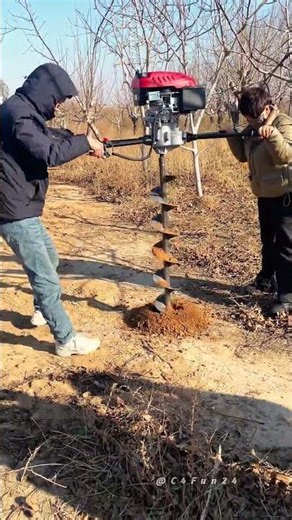 Drilling Deep: High-Powered Ground Auger in Action for Fencing