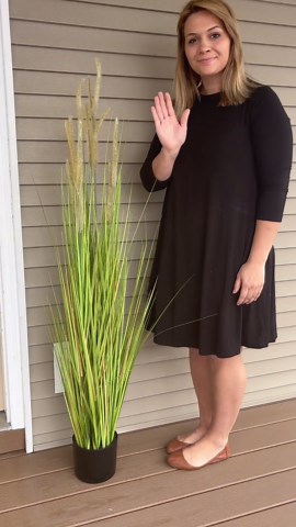 KOL Artificial 4ft Horsetail Reed Grass, 47.2in Artificial Indoor Outdoor Fake Grass Plant, Home Office Wedding Decorative Artificial Plants & Flowers in Pot Faux Plant Greenery, Housewarming Gift