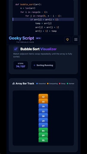 Bubble Sort Visualization | Geeky Script Interactive Labs #dsa #algorithm #computerscience #sorting