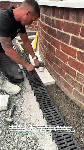 Drain Channel Paver Install #PaverTools #Drainage #Construction