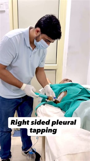 Dr. Azeem Habeeb on Instagram: "💉✨ Right-Sided Pleural Tapping A safe bedside procedure done to remove excess fluid from the pleural space around the lungs. It helps relieve breathlessness, improve comfort, and provides fluid for diagnosis. 🫁 #PleuralTap #MedicalReels #Thoracentesis #Pulmonology #reels #doctor #instagrowth #instamood #trendingreels #viralreels #fun #instagram #trend #explore #followme #followers #dailypost"