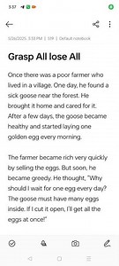 completing story about grasp all lose all / a greedy farmer and his wonderful goes. #educational