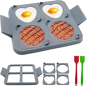 8-Hole Silicone Egg Rings & Pancake Molds: Craft perfect eggs and pancakes with our non-stick, easy-to-use mold set. Detachable for simple cooking and cleaning