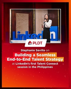 Talent? Check. Tech? Check. Teamwork? Always. Stephanie Sevilla, Head of Talent Market Strategy and Acquisition, took the stage at the first LinkedIn Talent Connect Philippines: From AI Buzz to Real-World Impact to share how our end-to-end talent strategy—rooted in purpose, insights, and collaboration—helps develop future-ready talent. #MakeItMeaningful, make it #PusongPLDT. | Careers at PLDT