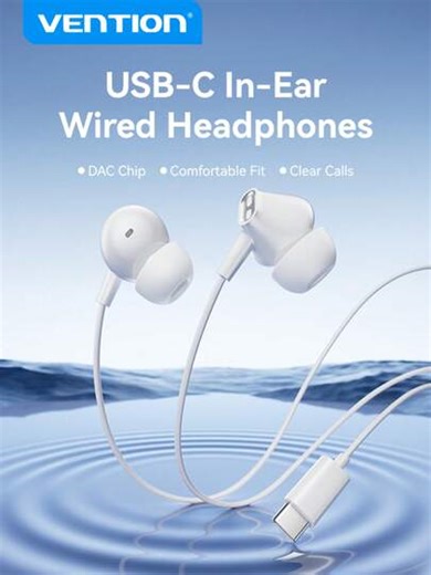 VENTION ECHO LITE USB-C In-Ear Wired Earbuds -1PC High-Quality Wired Silicone Earphones With USB Type-C Audio Interface Compatibility, Designed For Tablets And Smartphones. Equipped With A DAC Chip For Audio Decoding And Adjustable Volume. Features A 1.2-Meter Cable For Comfortable, Secure Fit. | SHEIN