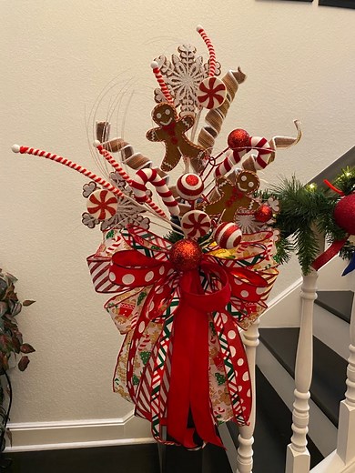 I have this pretty Gingerbread tree topper available for $60 plus shipping cost SOLD. #treetopper #Christmas #christmasdecorations #wreathmaker #christmastreedecor #christmastreetopper #treedecor #gingerbread | E.QUTE Crafts Shop.