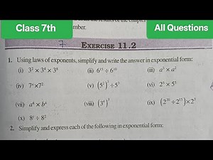 Class 7th maths । Exercise 11.2। Chapter 11 Exponents and power । Ncert। Solution। Cbse। Maths