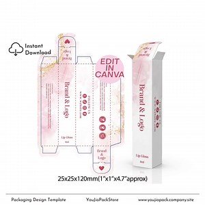 Editable Lip Gloss Box Template: Canva Design (25x25x120mm) (digital Download) - Etsy
