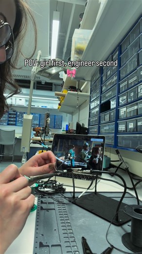 Maia Hirsch • Fashion Robotics on Instagram: "For the engineering girlies 🎀 🫖 WomenInSTEM bridgerton engineering Netflix lady whistledown PhDlife student college university makerspace cornell female engineers women girlies girlie stem science solder circuits mechatronics fashion robotics robot"