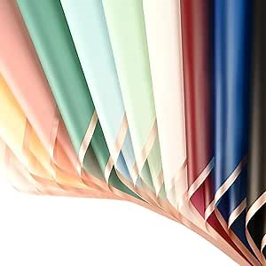 Bupduq 30 Sheets 10colors Flower Bouquet Wrapping Paper，Florist Supplies Waterproof Floral Bouquet Wrapping Paper Bouquet Accessorie，Flower Shop Packaging Pape for DIY Gift Wedding Birthday