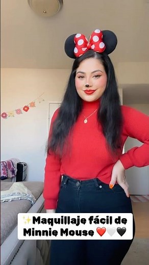 Maquillaje fácil de Minnie mouse ❤️🖤🤍 #makeup #minniemouse #halloween #viralvideo