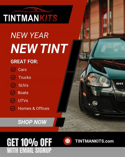 Start the New Year off right with new tint from TintMan Kits! 🔻Precision Cut Tint 🔻 UV & Glare Protection 🔻 Added Privacy & Style 🔻 Easy DIY Install 💪🏽 Upgrade to ceramic tint for serious protection and durability. Shop now at 🌐 TINTMANKITS.com | The Tint Man - Richie