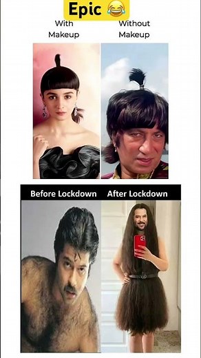 “When makeup tutorials and lockdown transformations go off-road 😭 #FunnyMemes #BeforeAfter #viral”