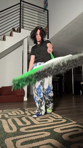 Broom used at the start of the video, yes!