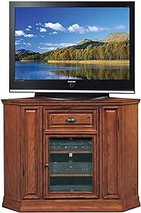 Leick Home 82232 Boulder Creek High Profile Corner TV Stand with Enclosed Storage For 50" TV's,20 L x 46 W x 36 Medium Oak