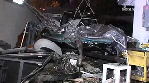 A car wheel ended up inside a bedroom after a high-speed crash in front of a Whittier home. It was just part of a widespread debris field that included car parts and damaged utility and stoplight poles. http://4.nbcla.com/UgCev1K | NBC LA