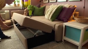 A stylish sofa that converts to a full size bed is the perfect piece that both you & your guests will love! #IKEAHomeTour | IKEA